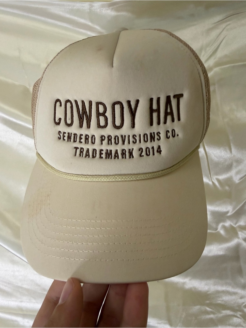 Sendero Provisions Co Cowboy Hat Cream Trucker Snapback Rope Western Embroidered